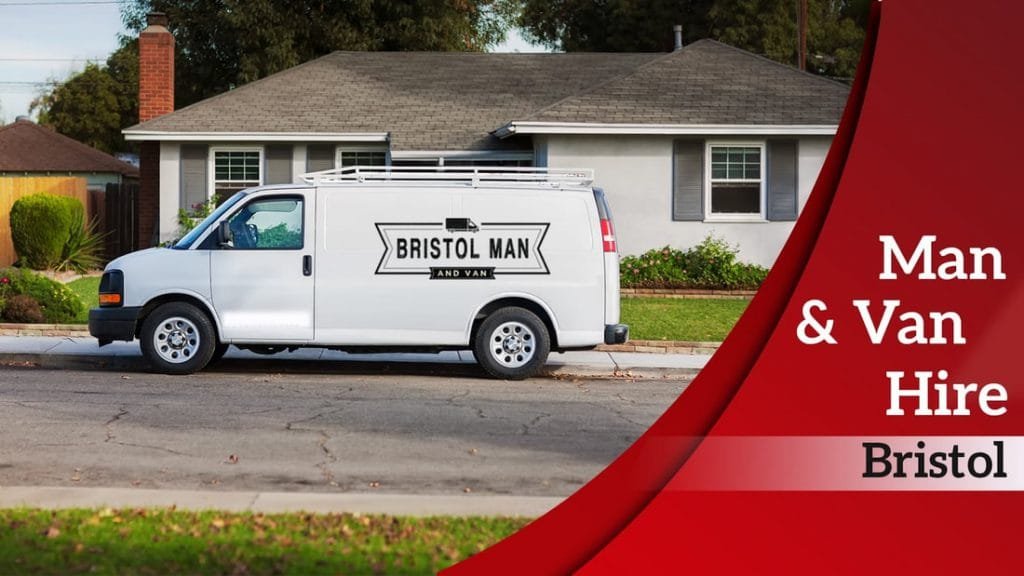 White van with "Bristol Man and Van" branding parked in front of a suburban house.